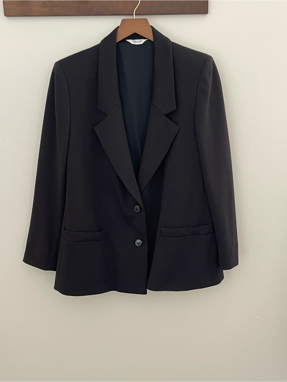 Vintage Bleyle Black Blazer Made in USA Womens 16 Minimalist Jacket